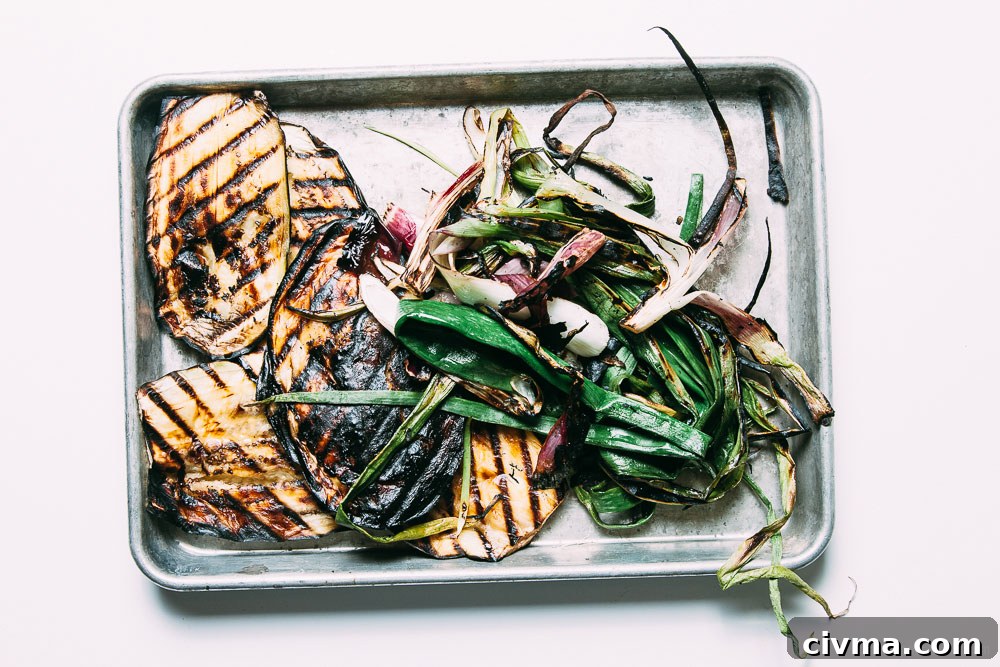 Grilled Spring Onion and Eggplant Pizza