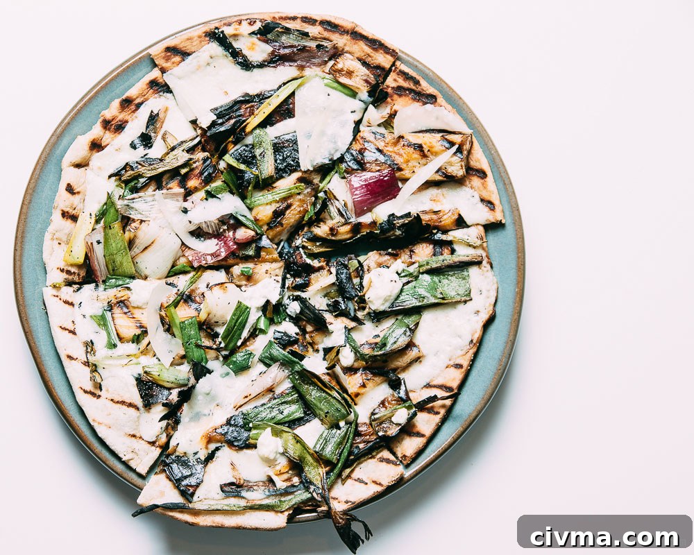 Grilled Spring Onion and Eggplant Pizza