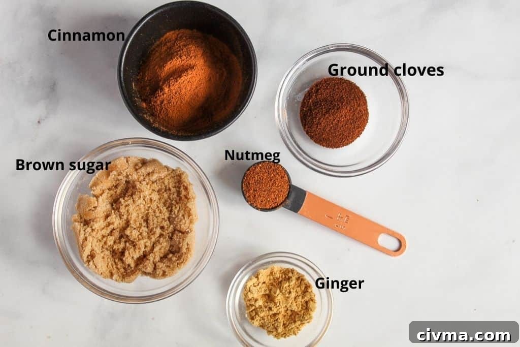 gingerbread mix ingredients on a counter