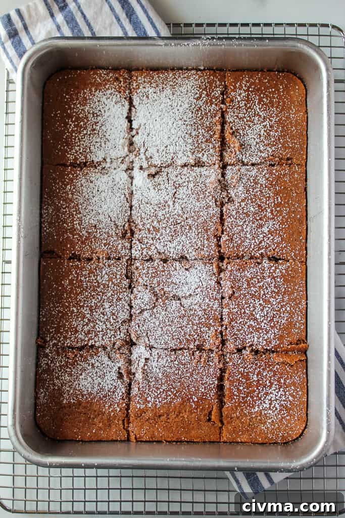 gluten free gingerbread in a baking pan