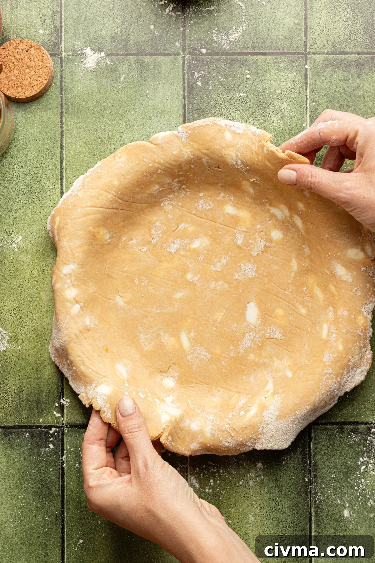 Apple Pie Recipe with Less Sugar and Flaky Crust 9 Pie crust in a dish for healthy apple pie.