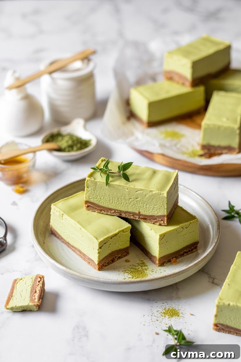 Matcha Green Tea Frozen Cheesecake Bars (Just One Cookbook)