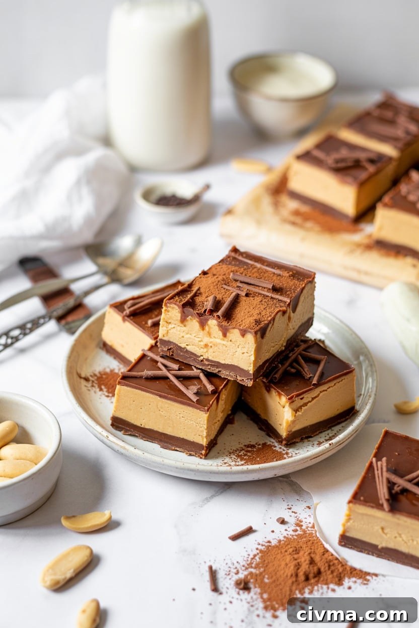 Peanut Butter Chocolate Frozen Cheesecake Bars (Joy of Baking)