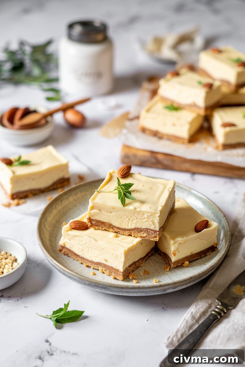 Keto Frozen Cheesecake Bars with Almond Crust (Low Carb Yum)
