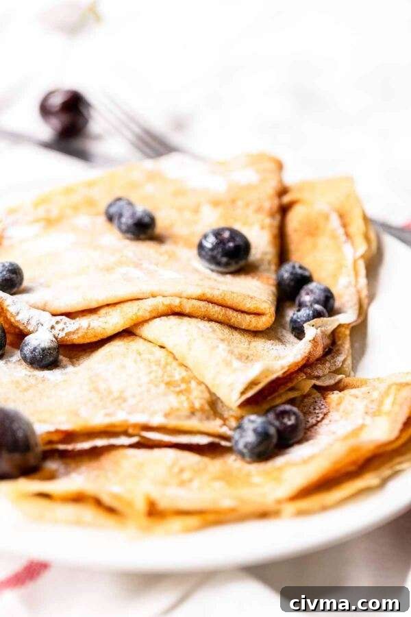 Authentic French Crepes Recipe 6 Easy French crepes. These thin pancakes are done in no time.