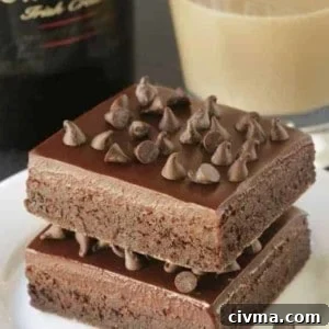 Irish Cream Brownies are ultra rich and fudgy. They're made extra-special with a Baileys ganache.