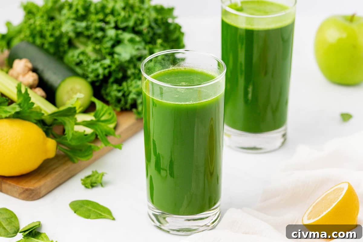 green juice in a glass