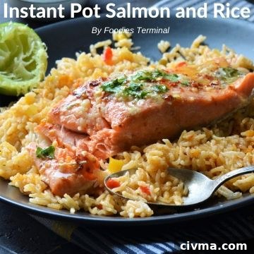 Instant Pot Salmon and rice served with lime