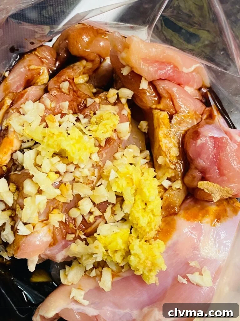 chicken with the marinade in a bag