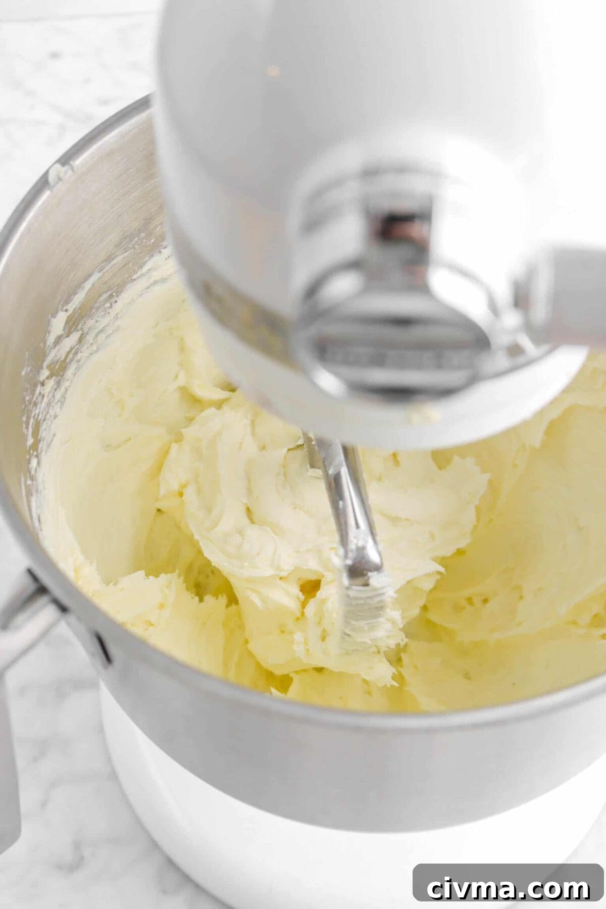 creamed cream cheese in mixer