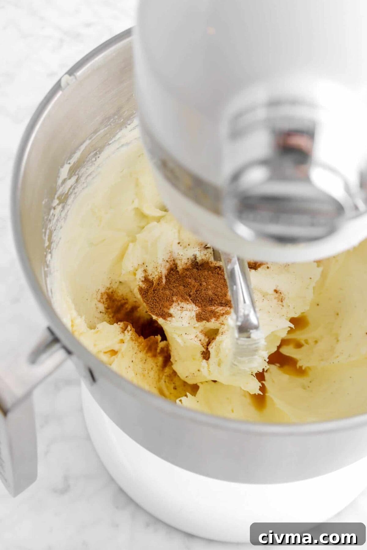 nutmeg and bourbon added to cream cheese