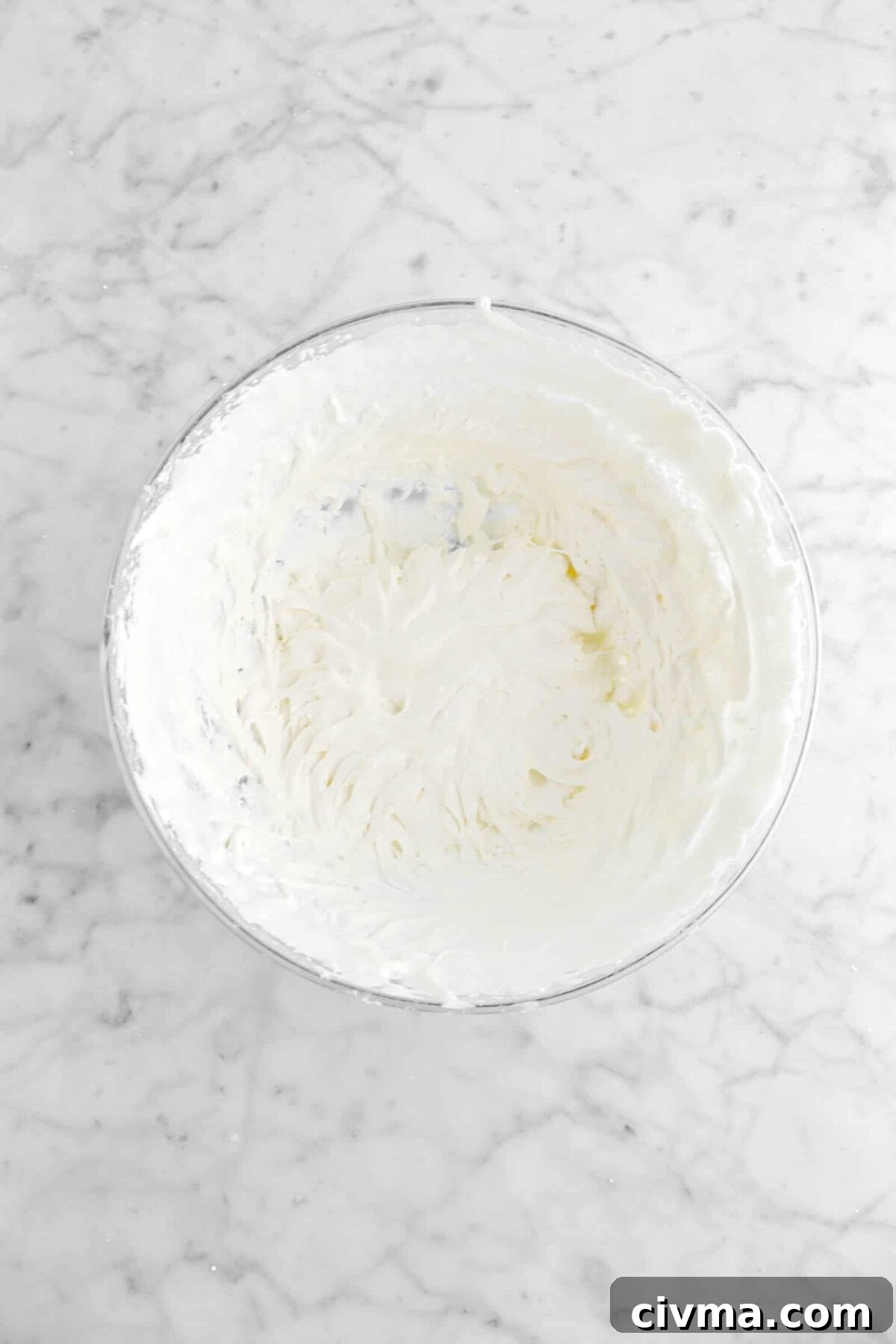 eggnog whip cream in glass bowl