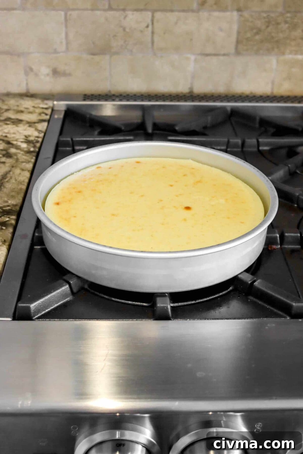 cheesecake on eye of stove