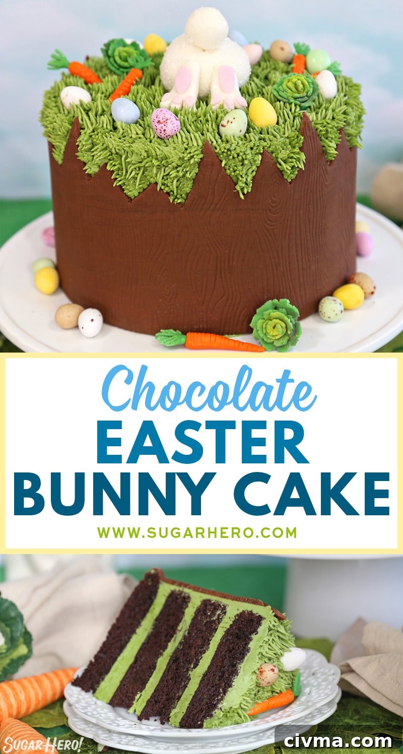 Chocolate Easter Bunny Cake collage