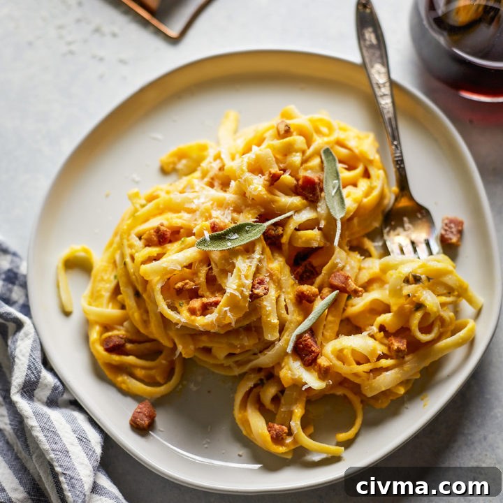 a plate of pasta with butternut pasta sauce