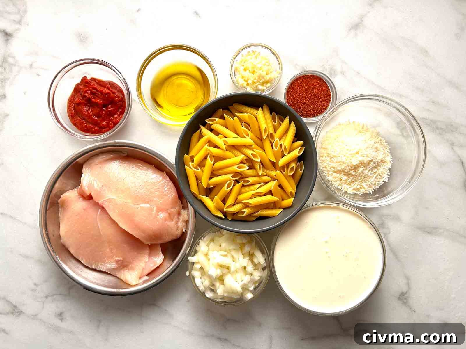 ingredients prepped in bowls.