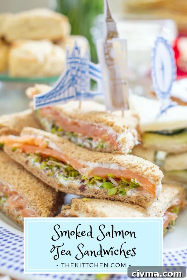 How to make Smoked Salmon Tea Sandwiches | These easy to make Smoked Salmon Tea Sandwiches are a classic Afternoon Tea menu item. Serve them at a shower, brunch, or Royal Wedding Viewing Party. #teasandwiches #royalwedding