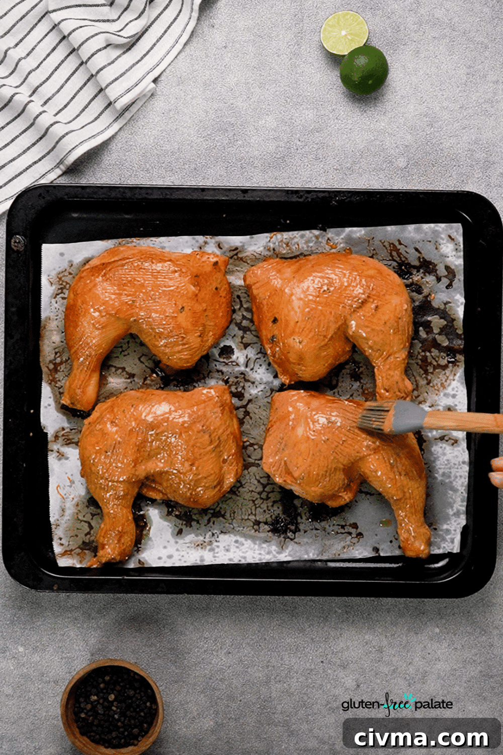 Baste the chicken after 20 minutes with the rest of your gluten-free tandoori sauce.