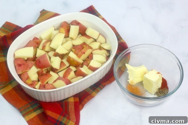 potatoes in a casserole bowl