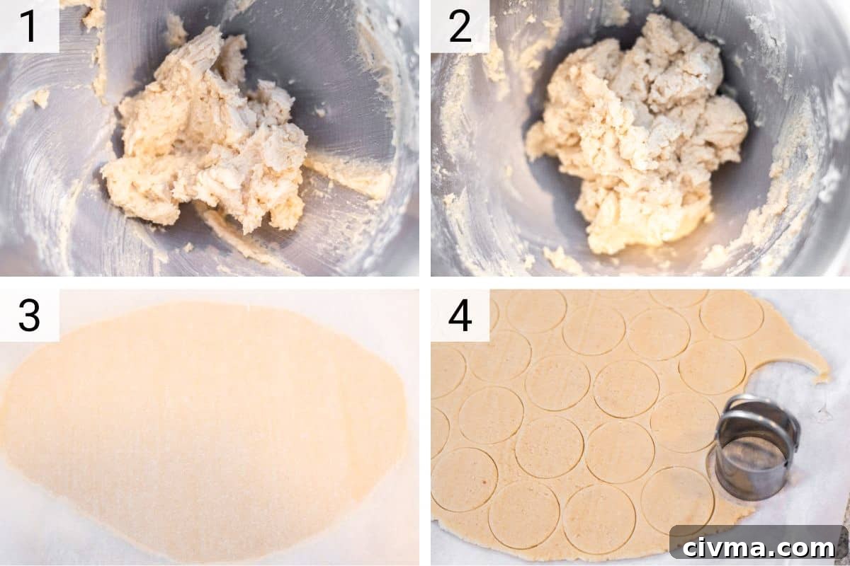 Nutella Stuffed Cookies Recipe 4 process shots of making biscuit dough