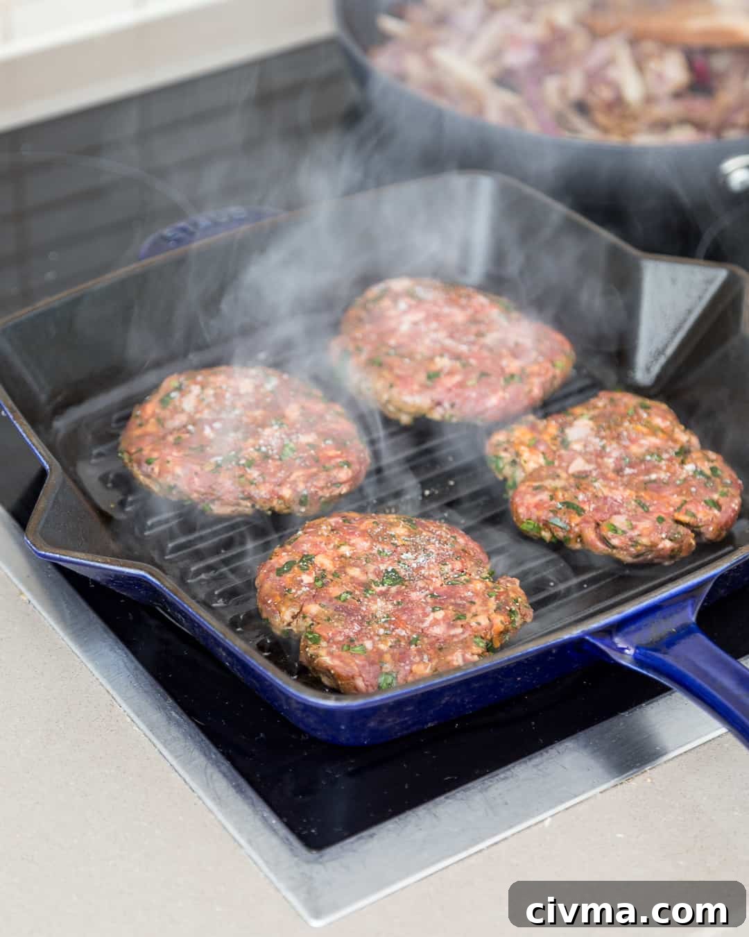 Whole30 Game Burger Caramelized Onions Dijonnaise Paleo Primal Gourmet Easy Grilling Recipe