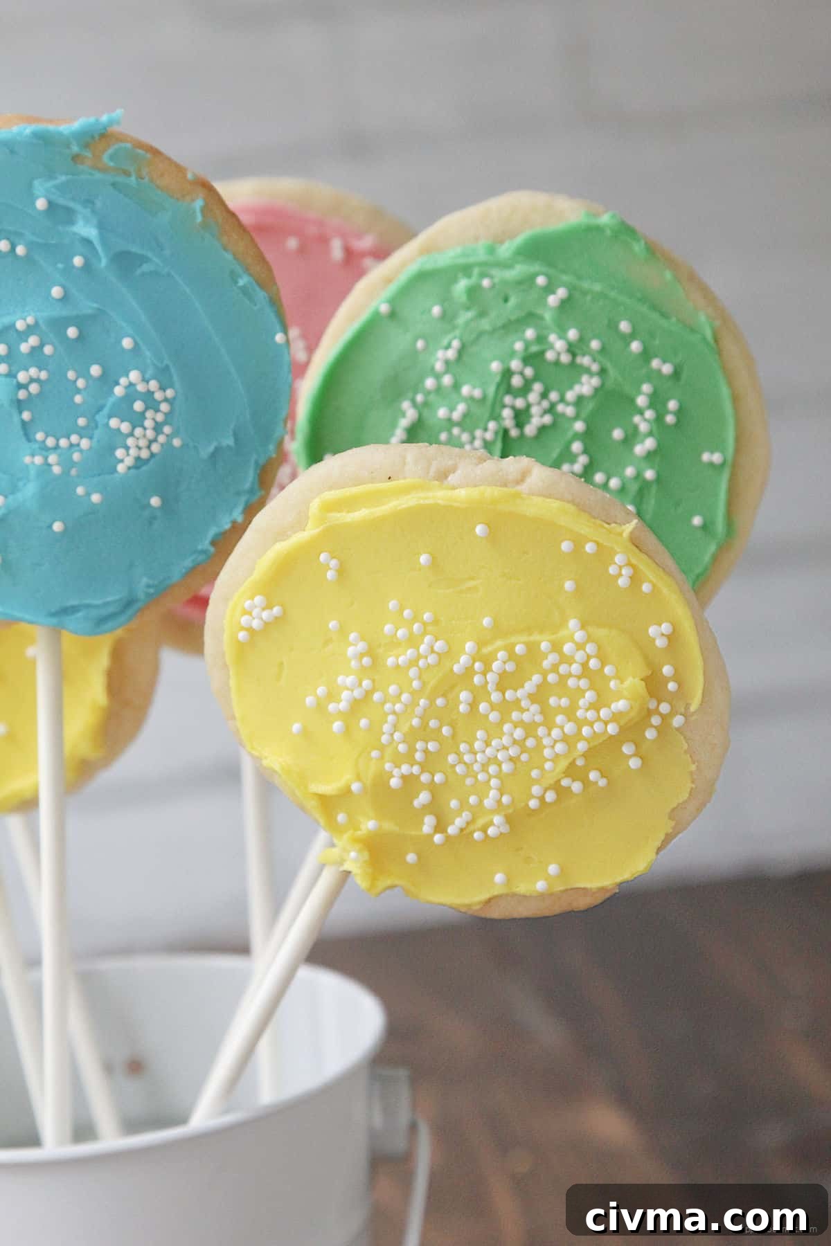Cookie Pops standing up in container