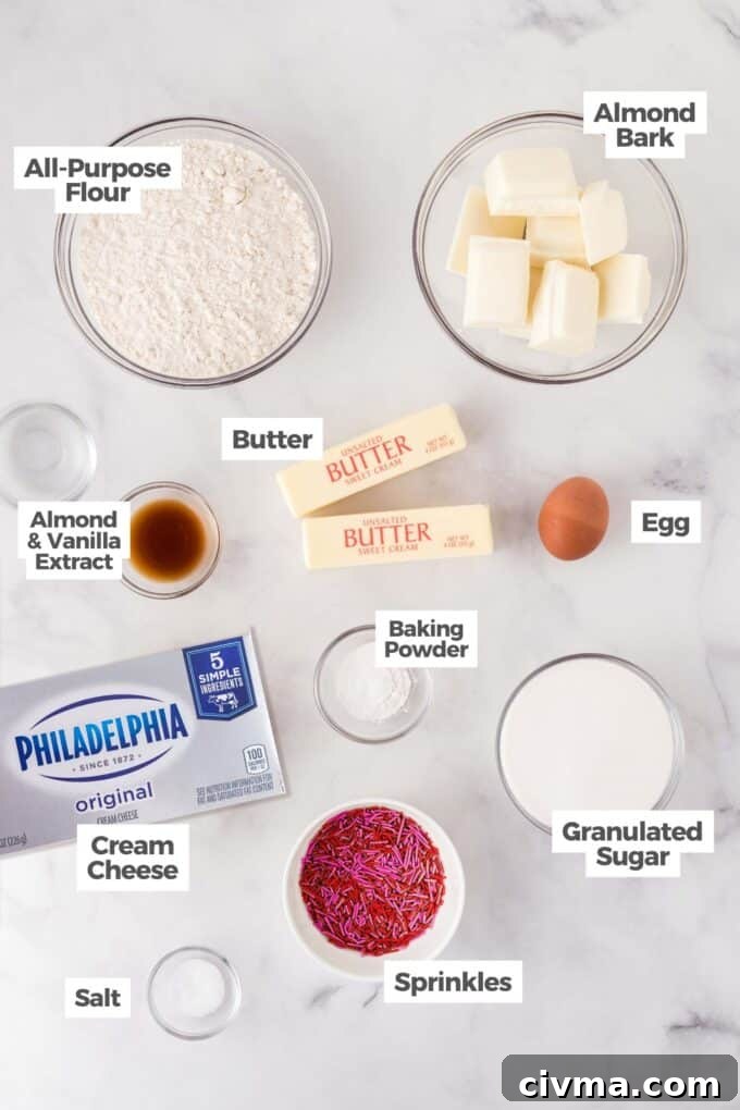 ingredients for sugar cookie Valentine truffles