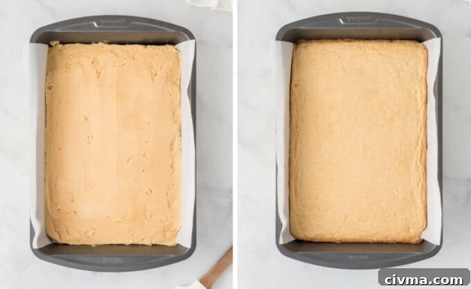 9x13 metal pan with unbaked and baked sugar cookie bars