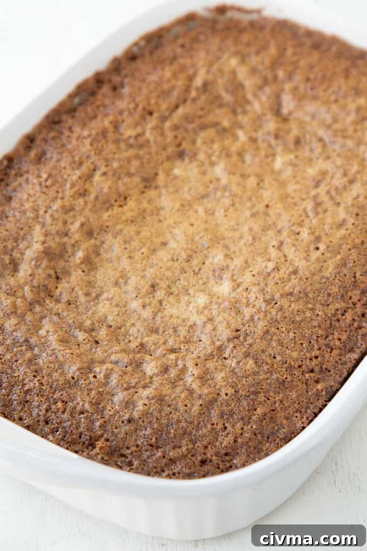 baked carrot cake in a white baking dish.