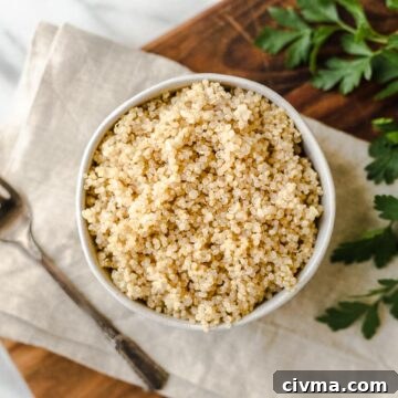 A bowl of quinoa made in the Instant Pot.