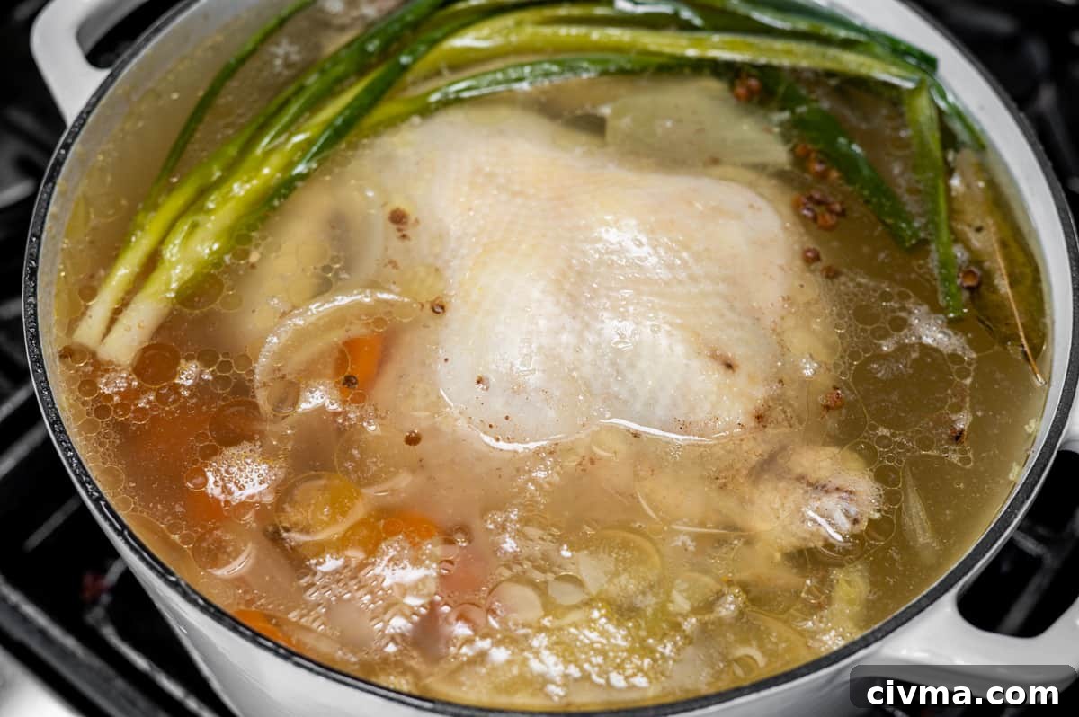 Spicy Chicken Noodle Soup Recipe 9 whole chicken after poaching in seasoned water.
