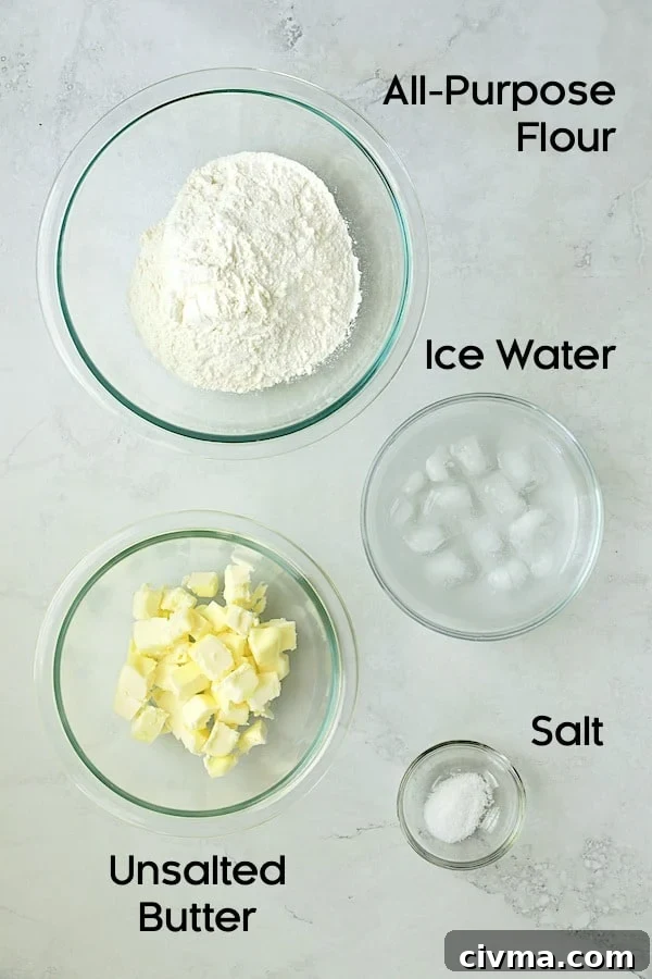 Photo of ingredients for crust in glass bowls.