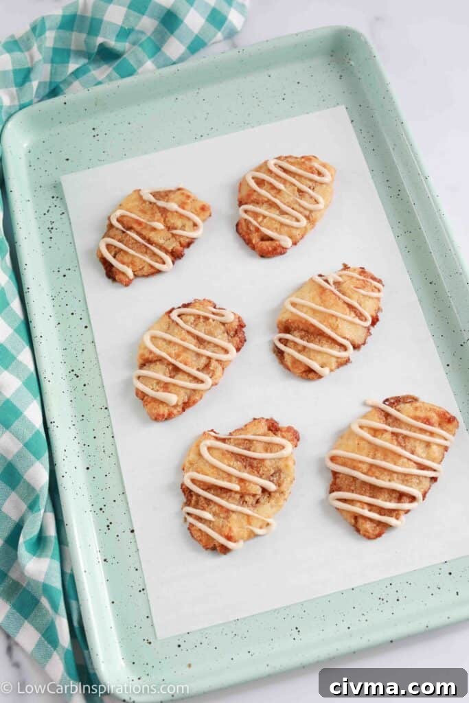 Low carb cinnamon croissant with icing