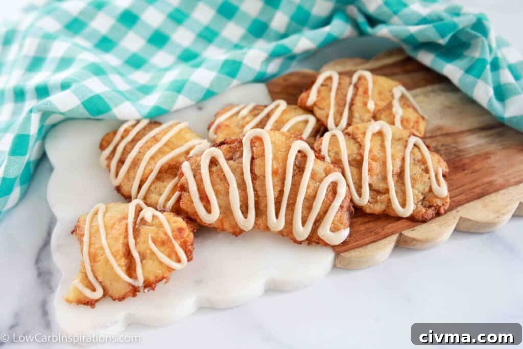 Low carb cinnamon croissants on a tray