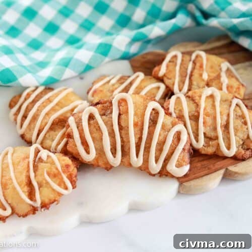 Healthy cinnamon croissants with icing