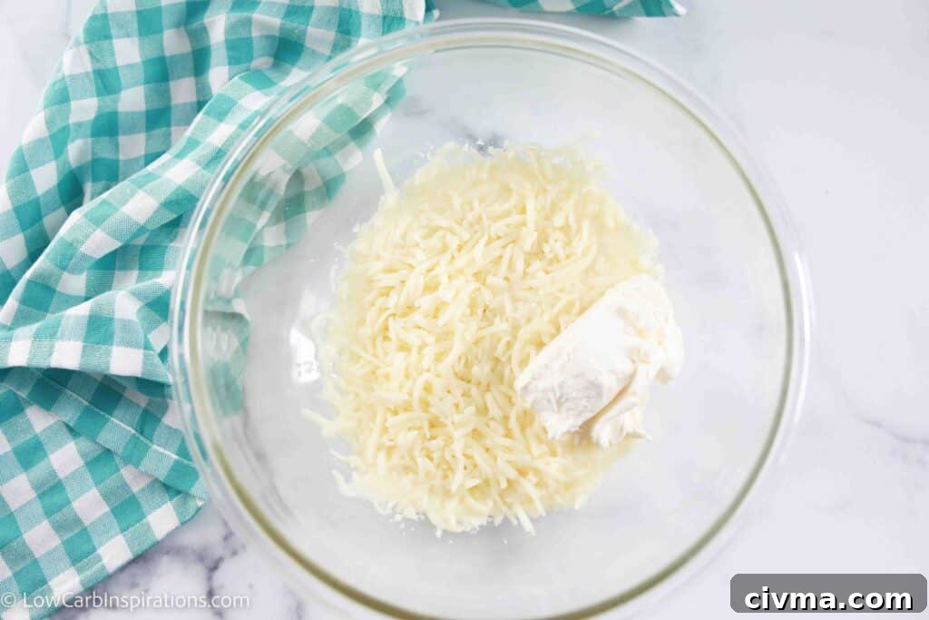Melting cheese for keto croissant dough