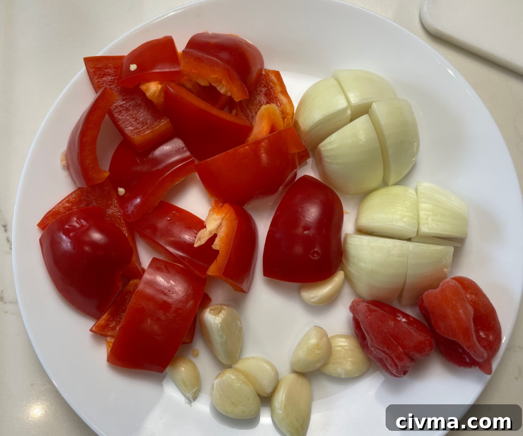 Vegetables before roasting