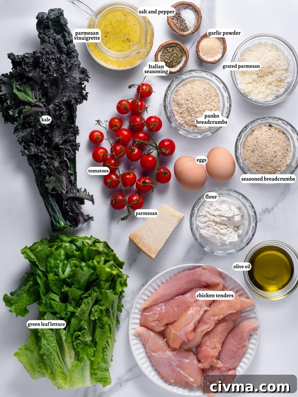 picture of ingredients needed to make chicken tender salad