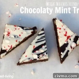 Weight Watchers Chocolate Mint Bars triangle arranged on white board from above