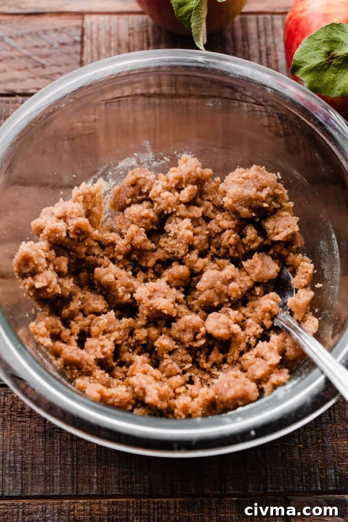Salted Caramel Apple Pie Cookie Recipe 8 A bowl of the unbaked streusel mixture.