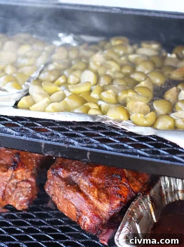 fresh tomatillos on a smoker