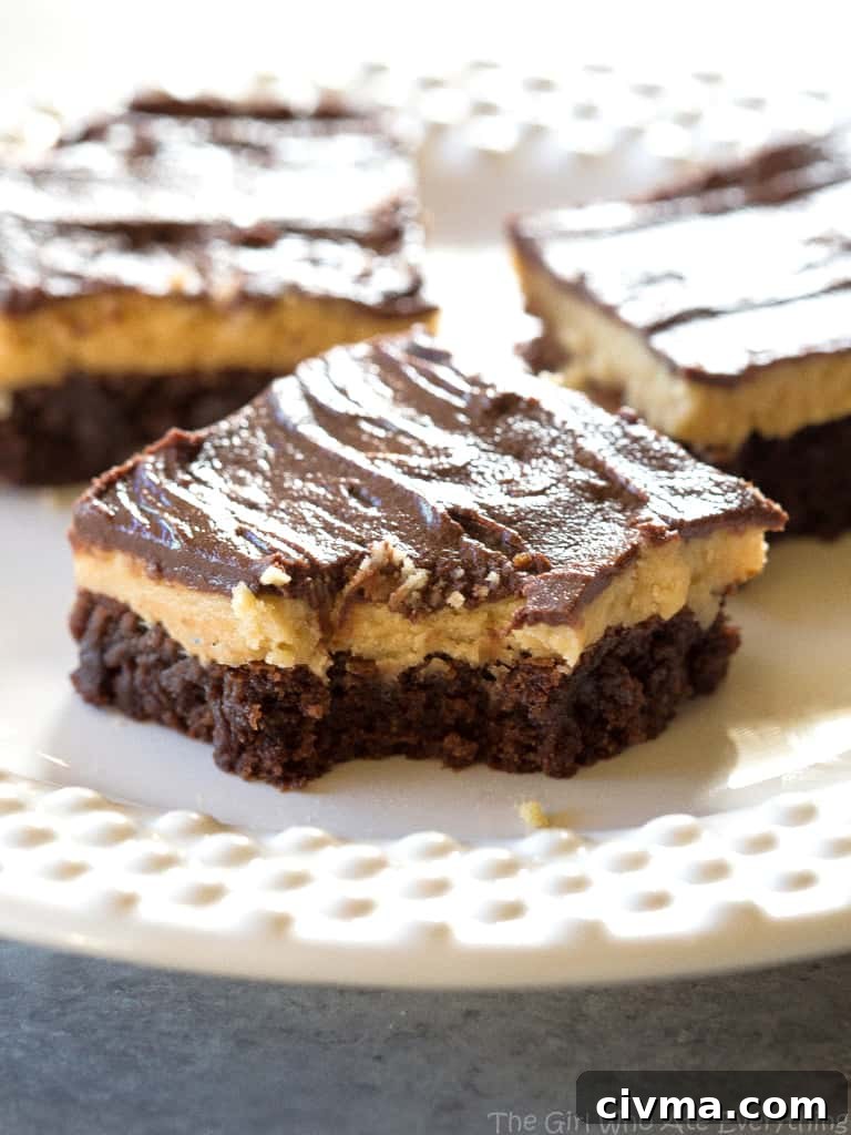 Fudgy Buckeye Brownies with Peanut Butter Filling 4 Peanut Butter Truffle Brownies with a bite
