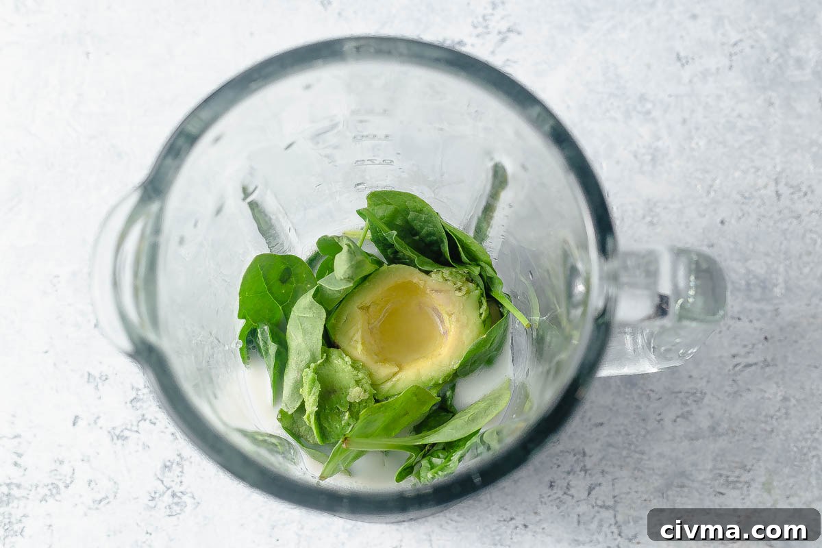 Ingredients for Keto green smoothie in a blender