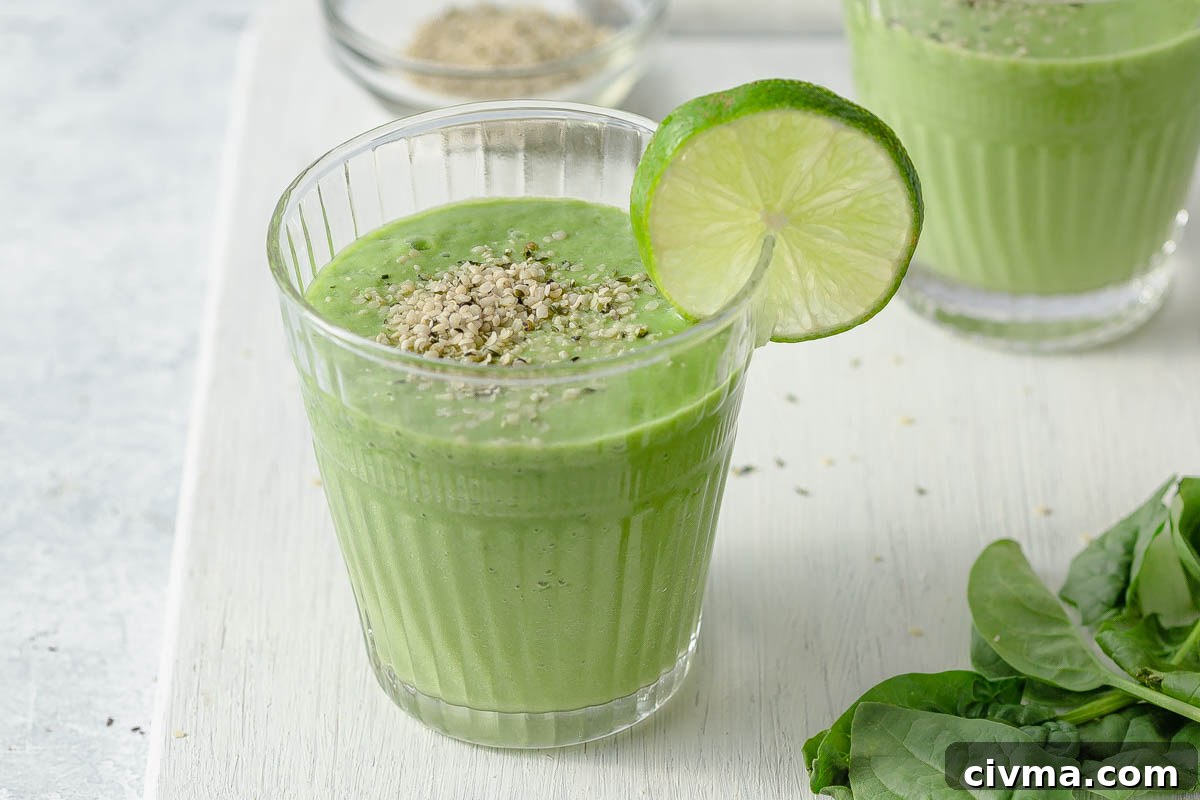 Keto green smoothie in a glass.