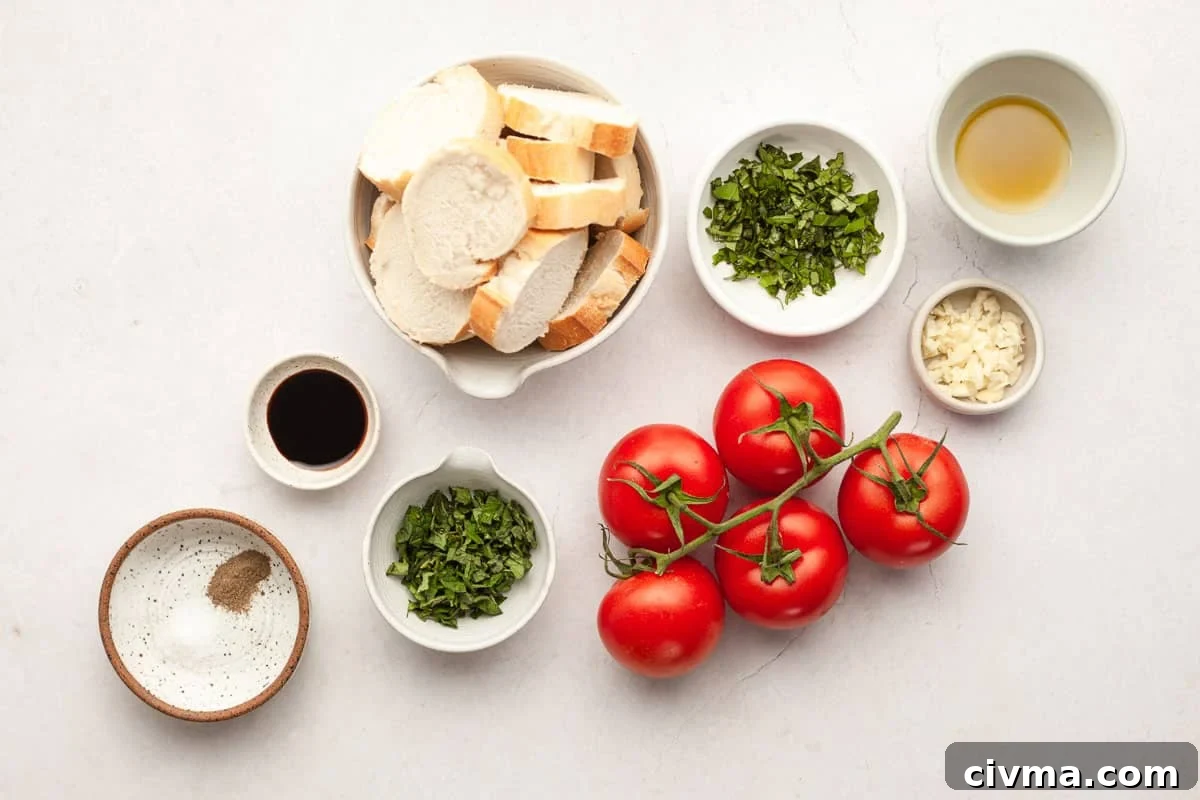 Fresh tomato bruschetta topping served on toasted baguette slices