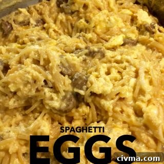 Spaghetti Eggs are full of carbs and protein. Perfect breakfast for any athlete on the day of your activity.