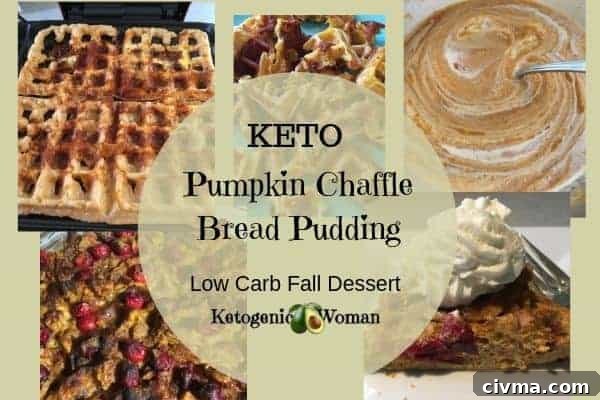 Keto Pumpkin Chaffle Bread Pudding with Cranberries 4 Keto Chaffle Bread Pudding
