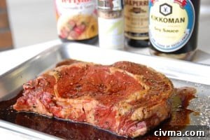 steak marinating.