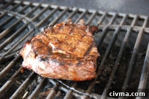 steak on grill.
