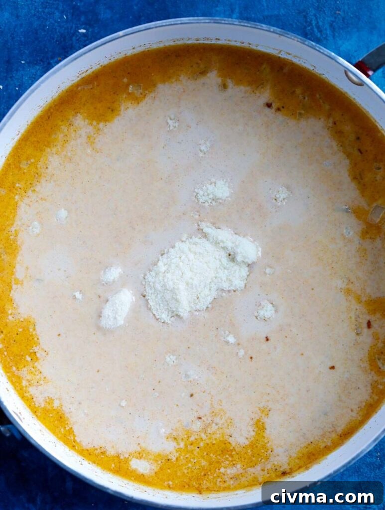 creamy cajun sauce in a pot